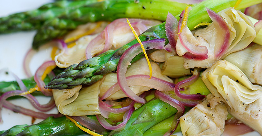 Orange Steamed Asparagus and Artichoke Hearts
