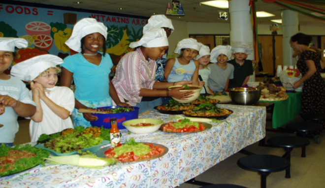 Our first community dinner, 2004