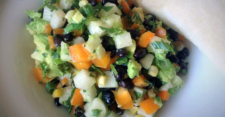 Guaca-Jica: Quick Corn, Bean, Jicama, and Avocado Salad