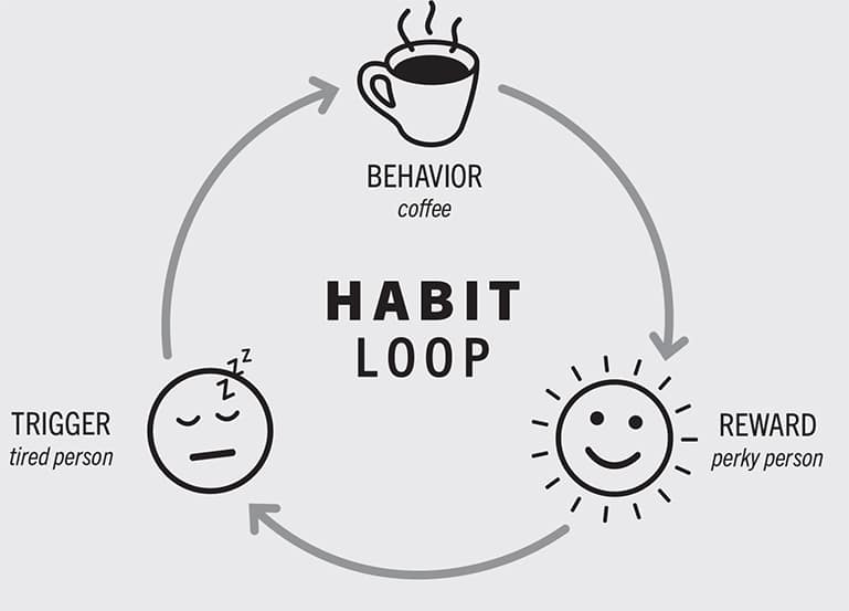 This Trigger-Behavior-Reward sequence is known as the habit loop.