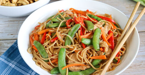 “Chicken” Vegetable Lo Mein